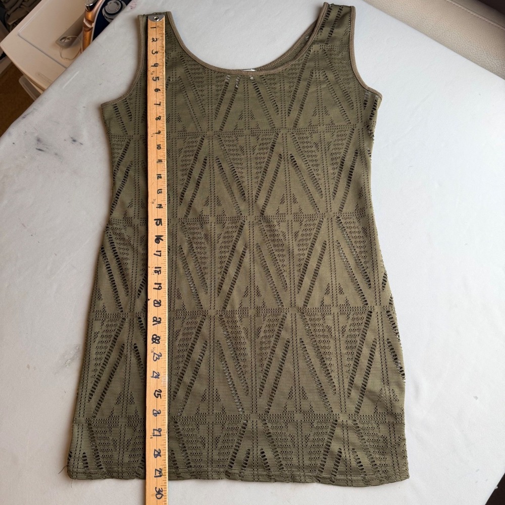 TEMT Mesh Y2K Tank Top Or Dress Army Green Open Knit Boho Goth Grunge Large - Picture 10 of 14